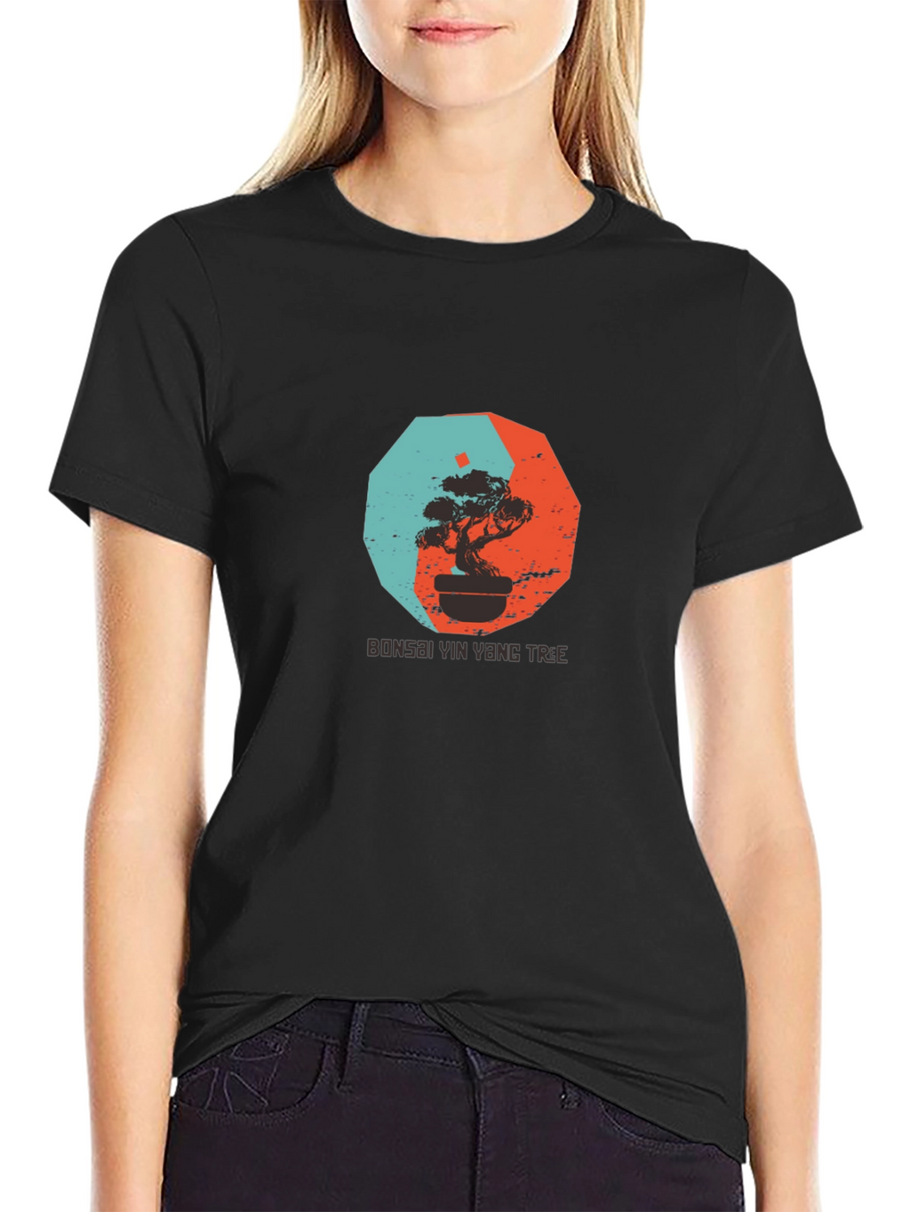 Yin Yang Bonsai Tree Graphic Tee - Black