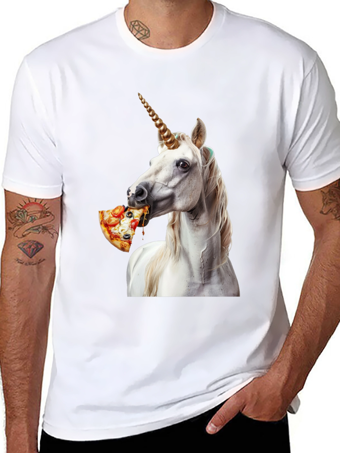Unicorn Eating Pizza Graphic Tee