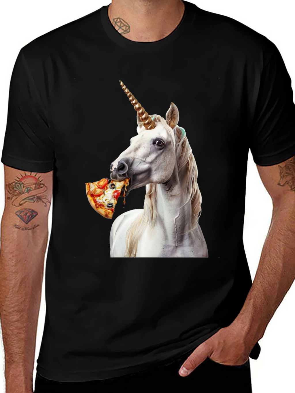 Unicorn Eating Pizza Graphic Tee