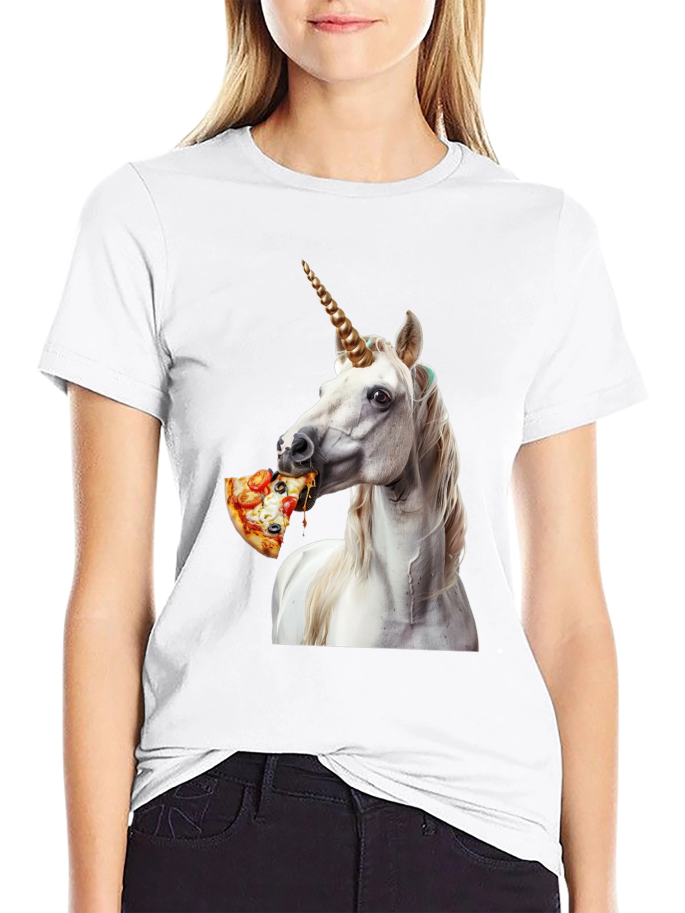 Unicorn Eating Pizza Graphic Tee