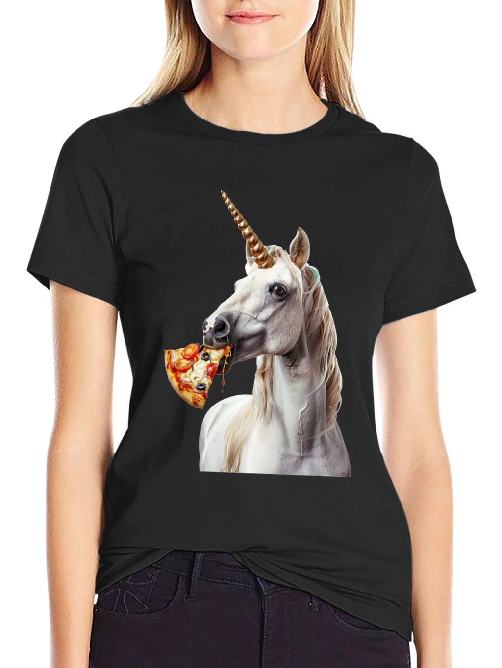 Unicorn Eating Pizza Graphic Tee