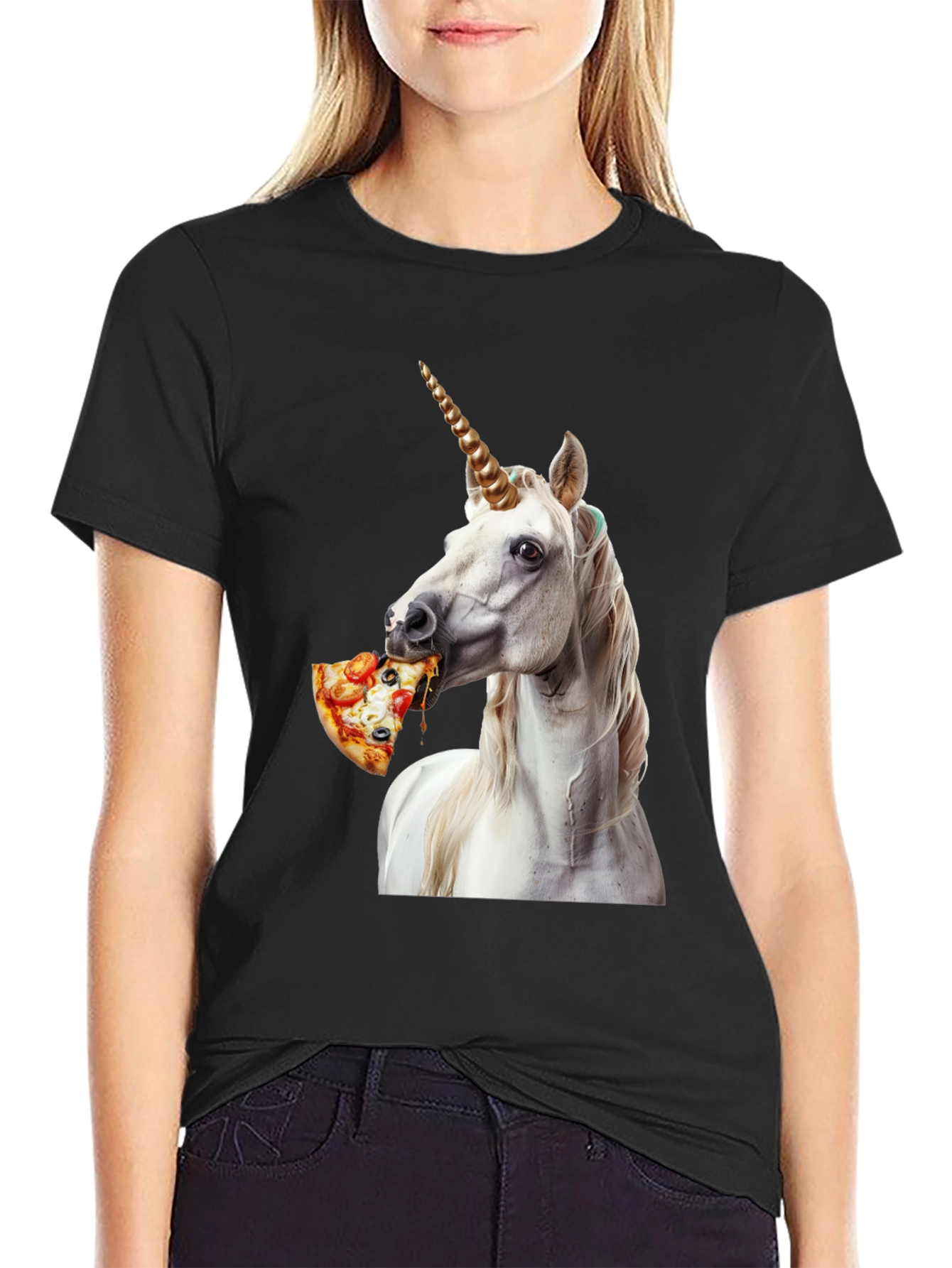 Unicorn Eating Pizza Graphic Tee