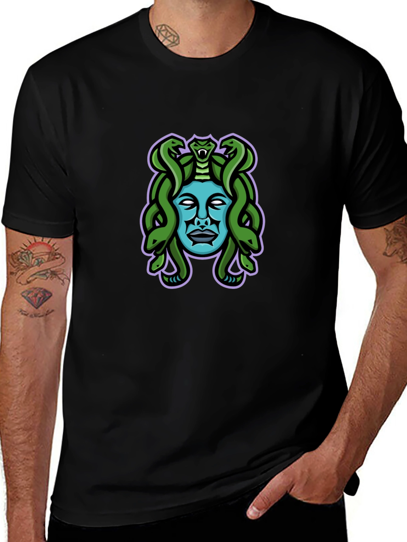 Medusa Graphic Tee - Black Cotton Blend