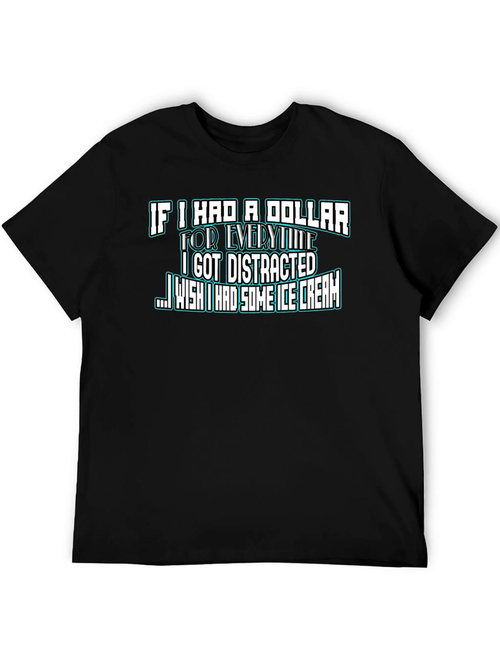 Funny Distracted Ice Cream Black T-Shirt