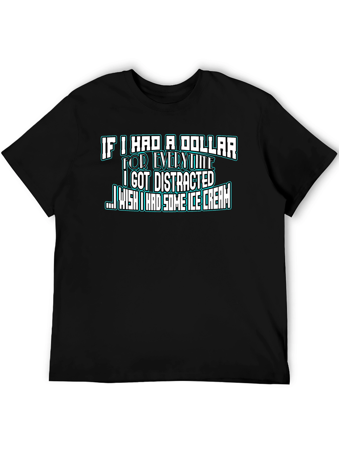 Funny Distracted Ice Cream Black T-Shirt