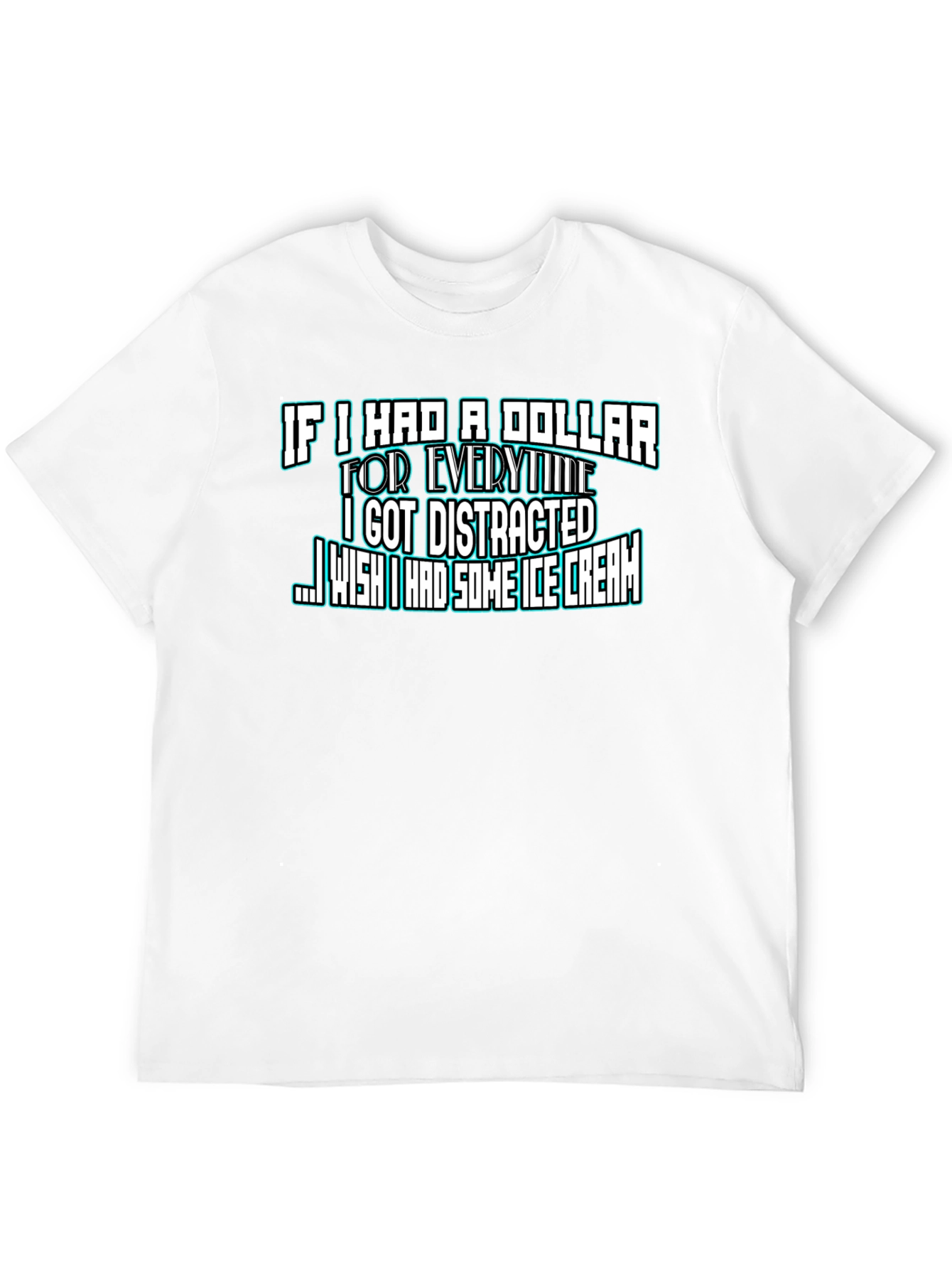 Funny Distracted Ice Cream Black T-Shirt