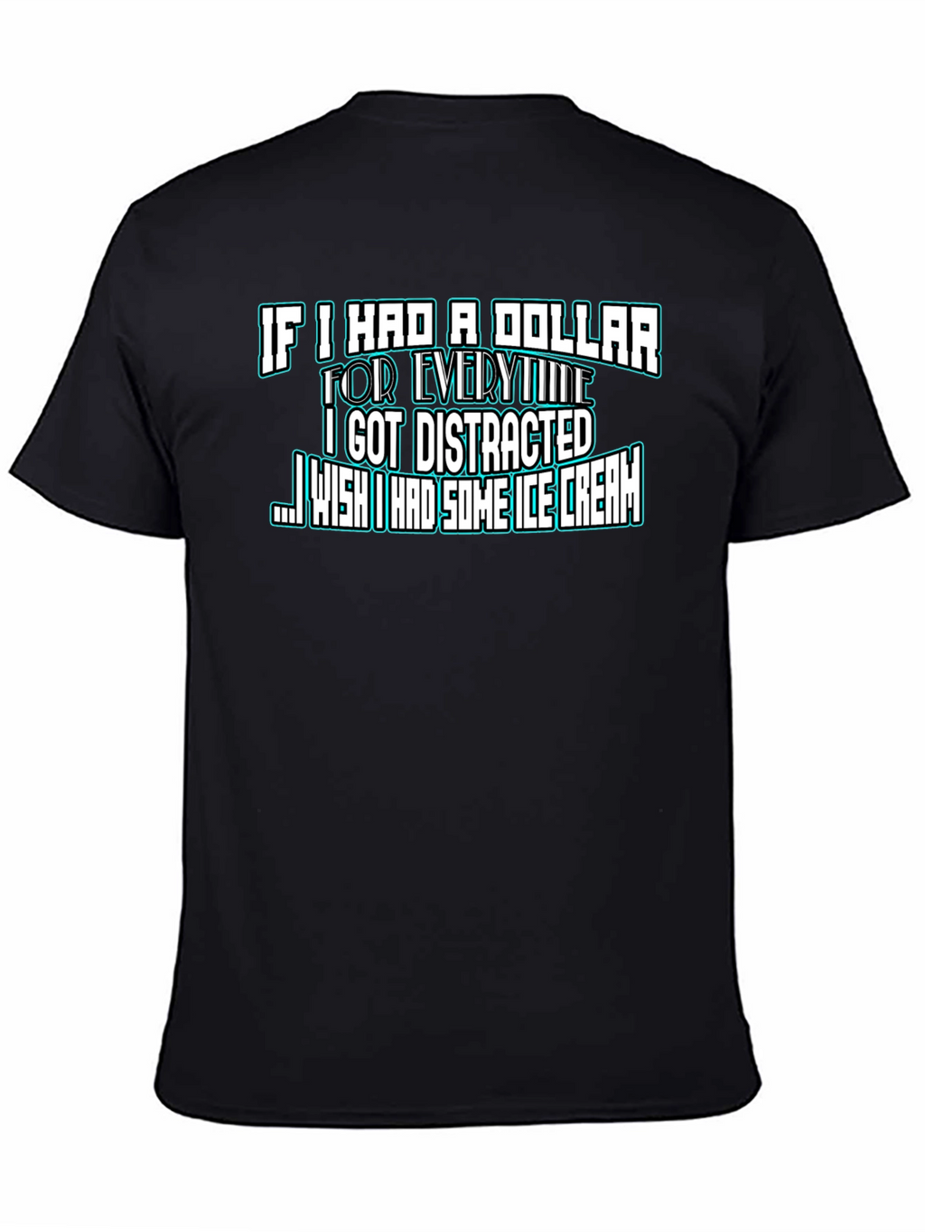 Funny Distracted Ice Cream Black T-Shirt