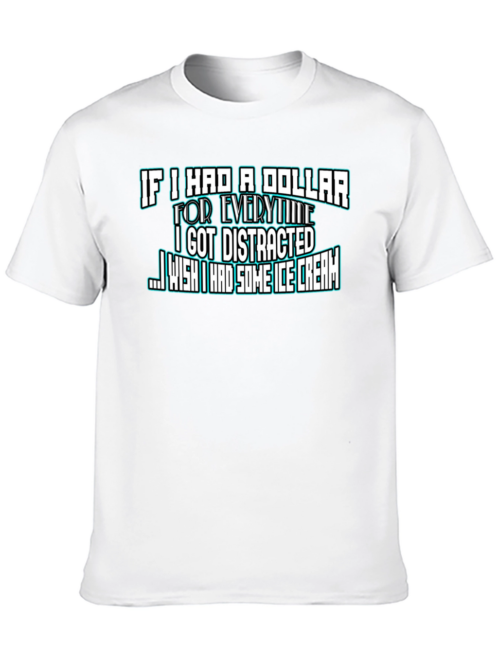 Funny Distracted Ice Cream Black T-Shirt
