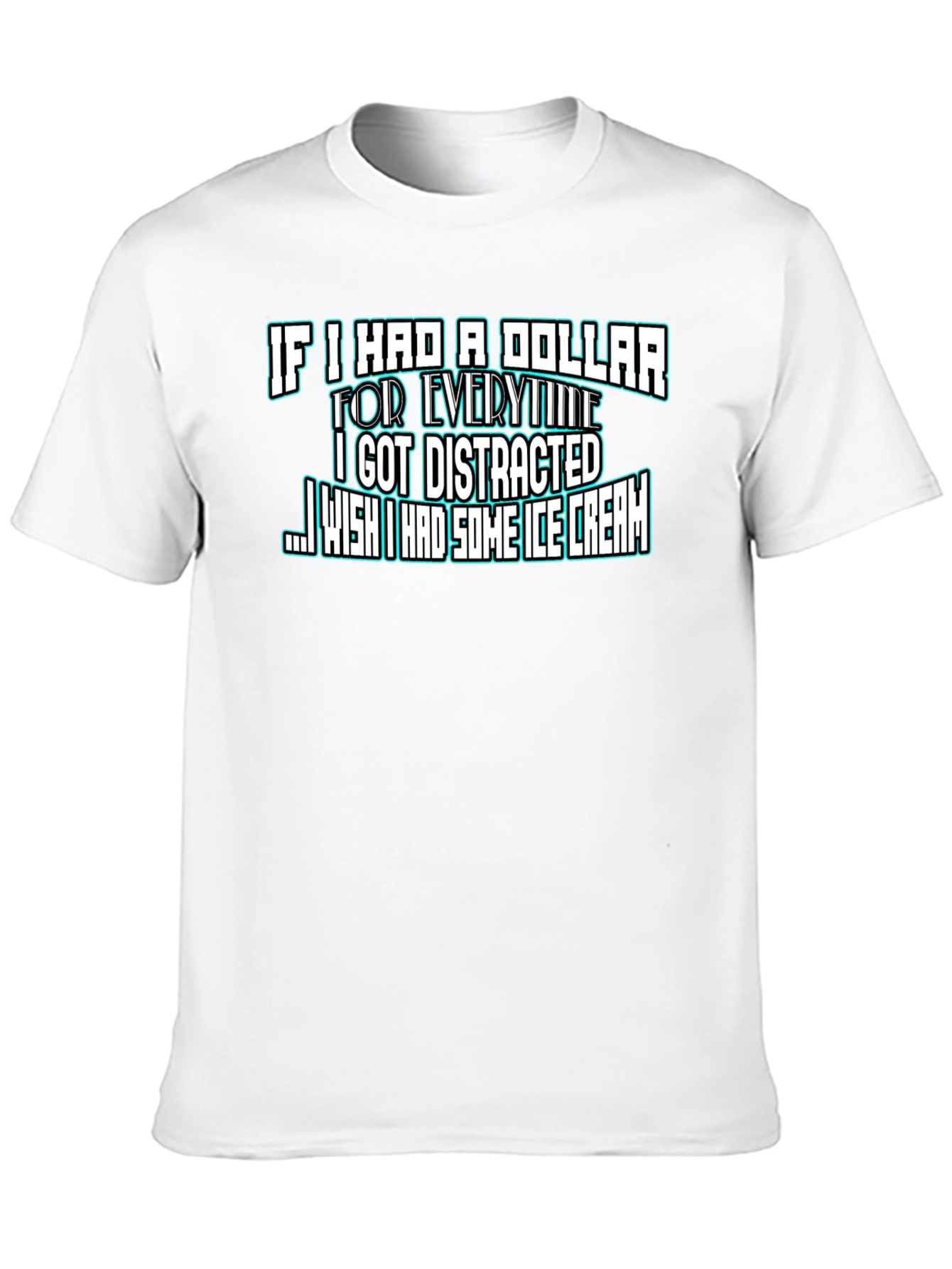 Funny Distracted Ice Cream Black T-Shirt