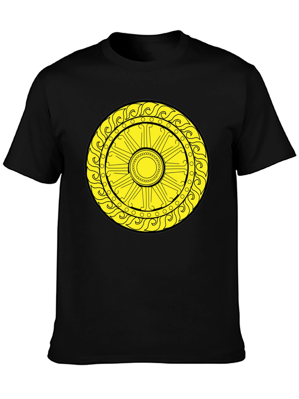 Sun Symbol Graphic Tee - Black Cotton Casual
