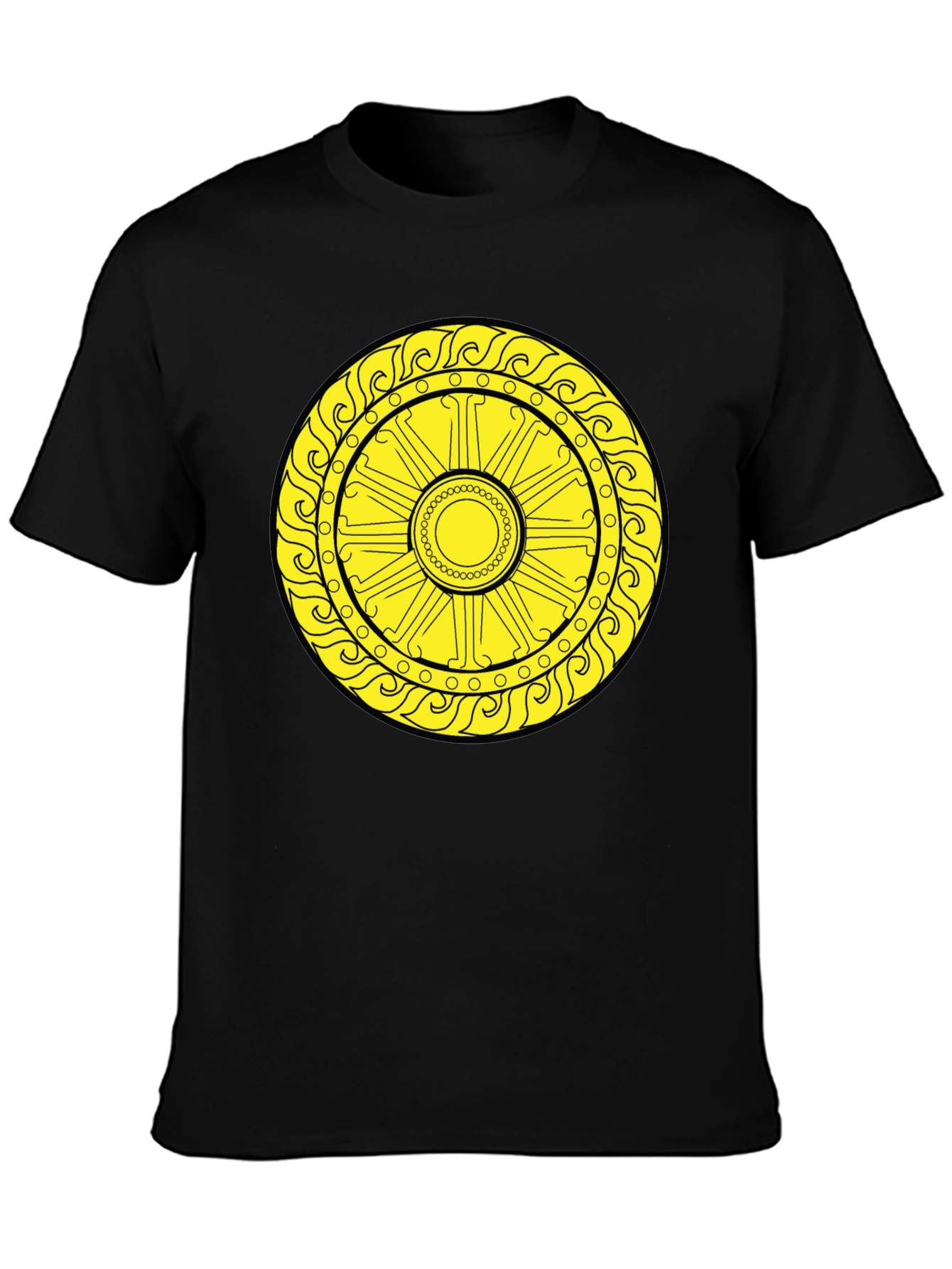 Sun Symbol Graphic Tee - Black Cotton Casual