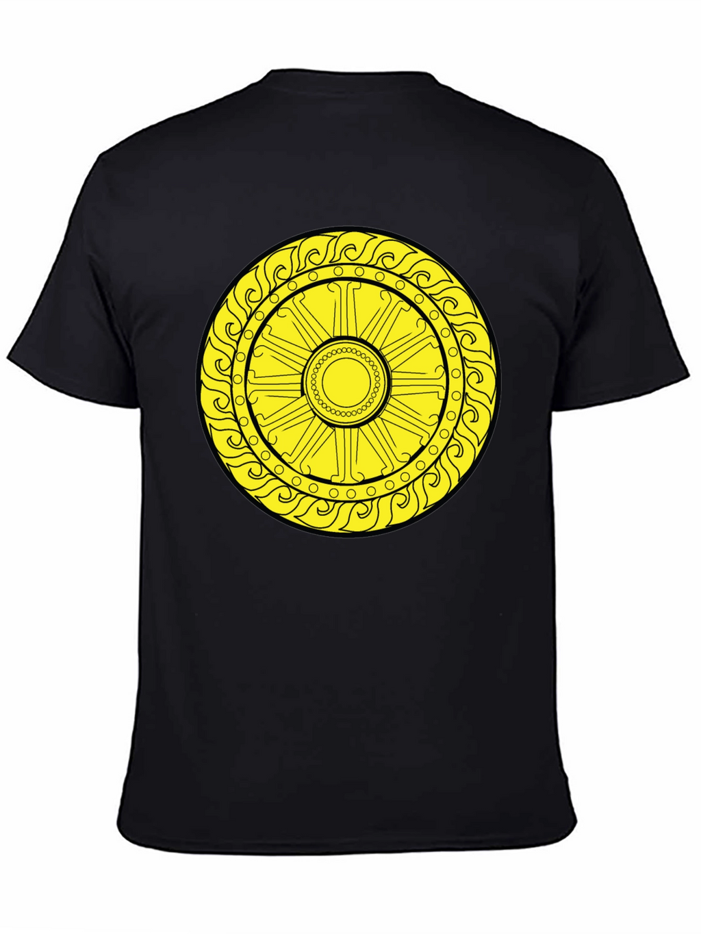 Sun Symbol Graphic Tee - Black Cotton Casual