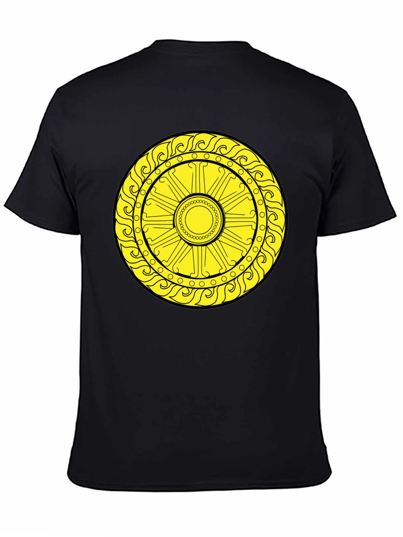 Sun Symbol Graphic Tee - Black Cotton Casual