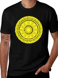 Sun Symbol Graphic Tee - Black Cotton Casual