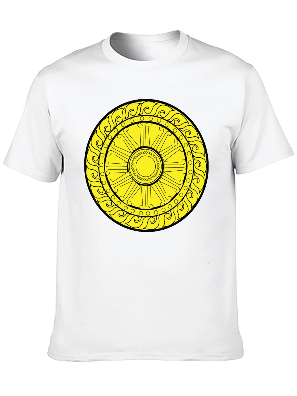 Sun Symbol Graphic Tee - Black Cotton Casual