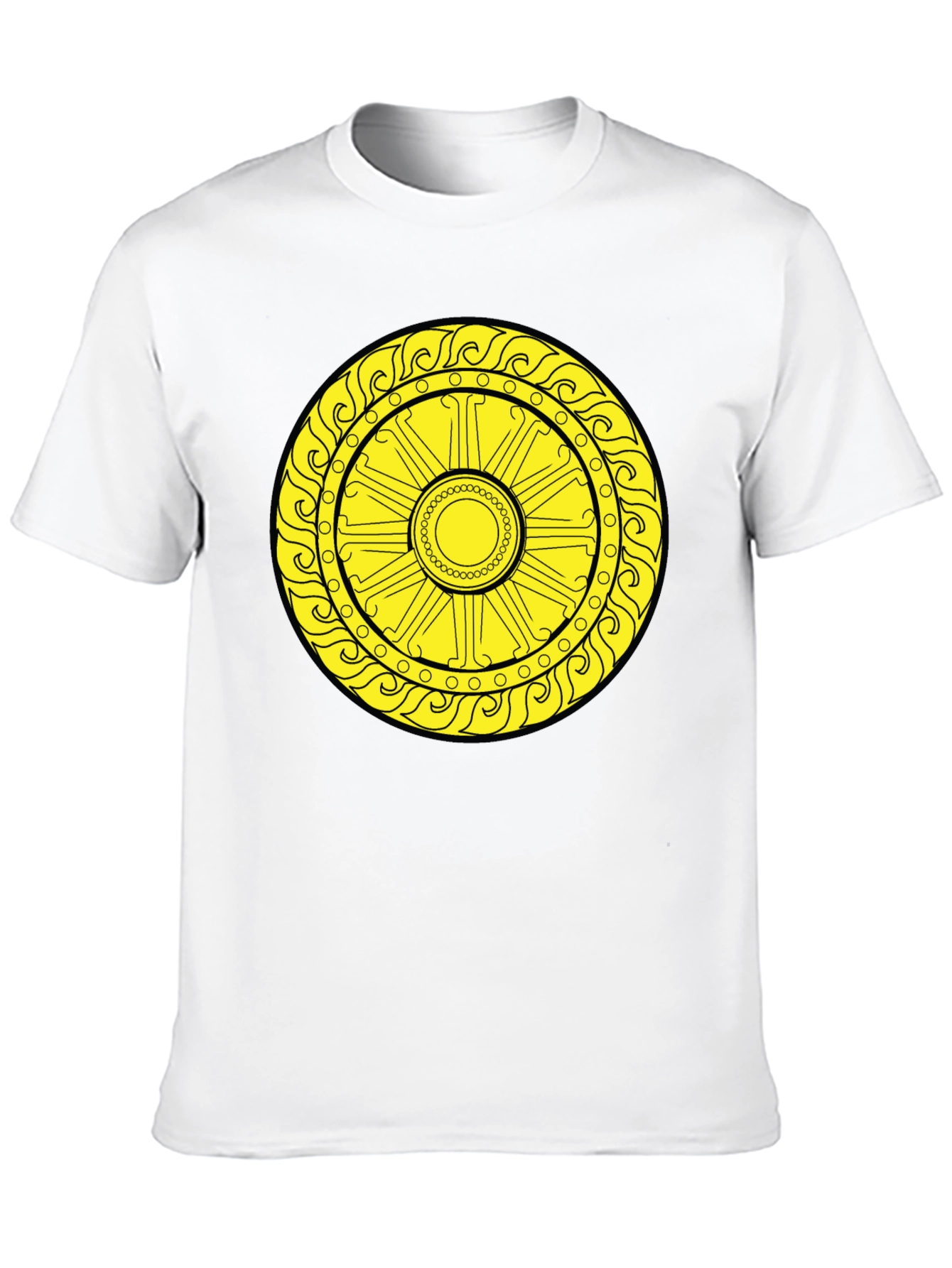 Sun Symbol Graphic Tee - Black Cotton Casual