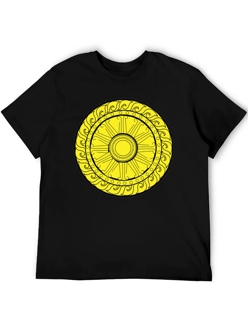 Sun Symbol Graphic Tee - Black Cotton Casual