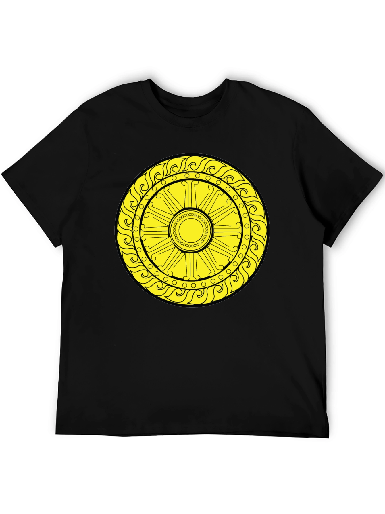 Sun Symbol Graphic Tee - Black Cotton Casual