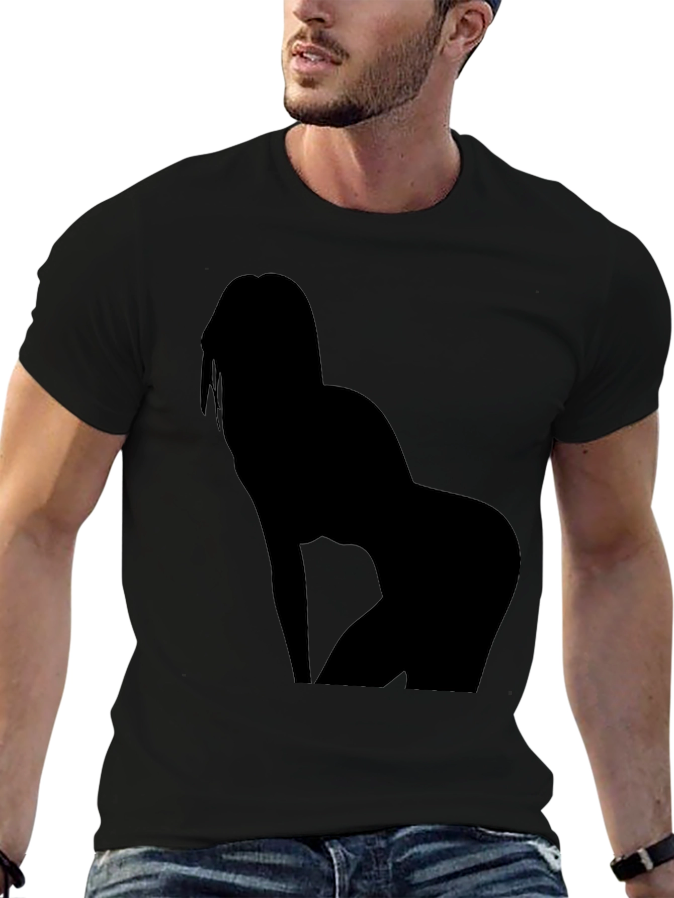 Silhouette Graphic Tee - Black Cotton Casual Shirt