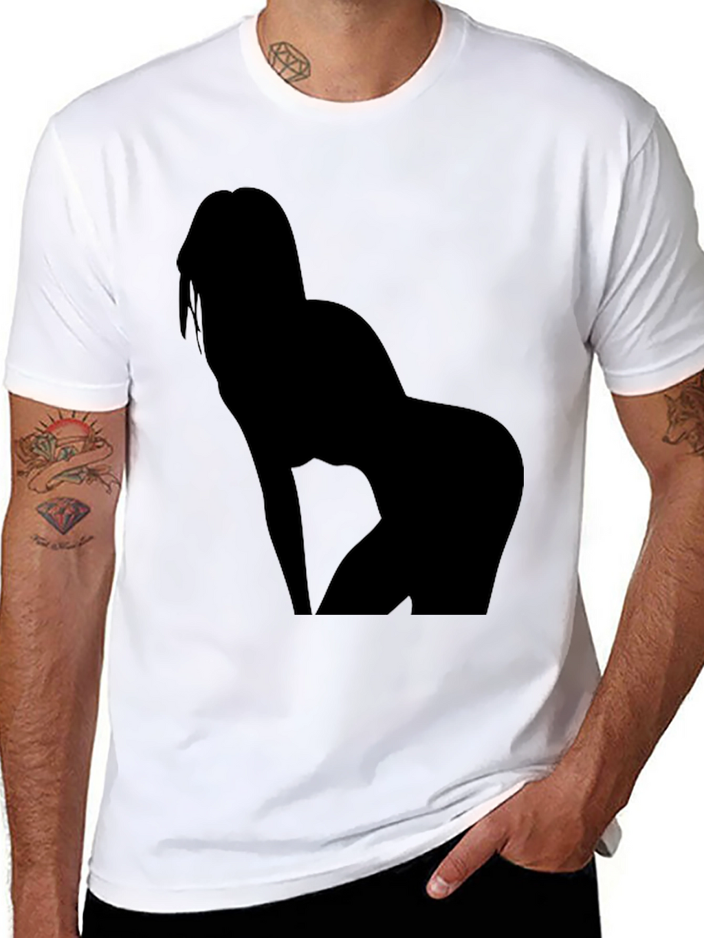 Silhouette Graphic Tee - Black Cotton Casual Shirt