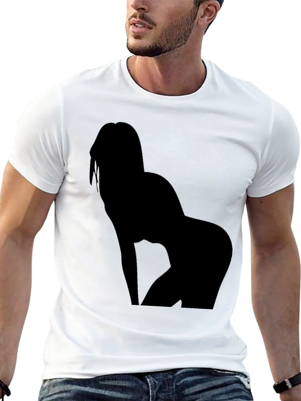 Silhouette Graphic Tee - Black Cotton Casual Shirt