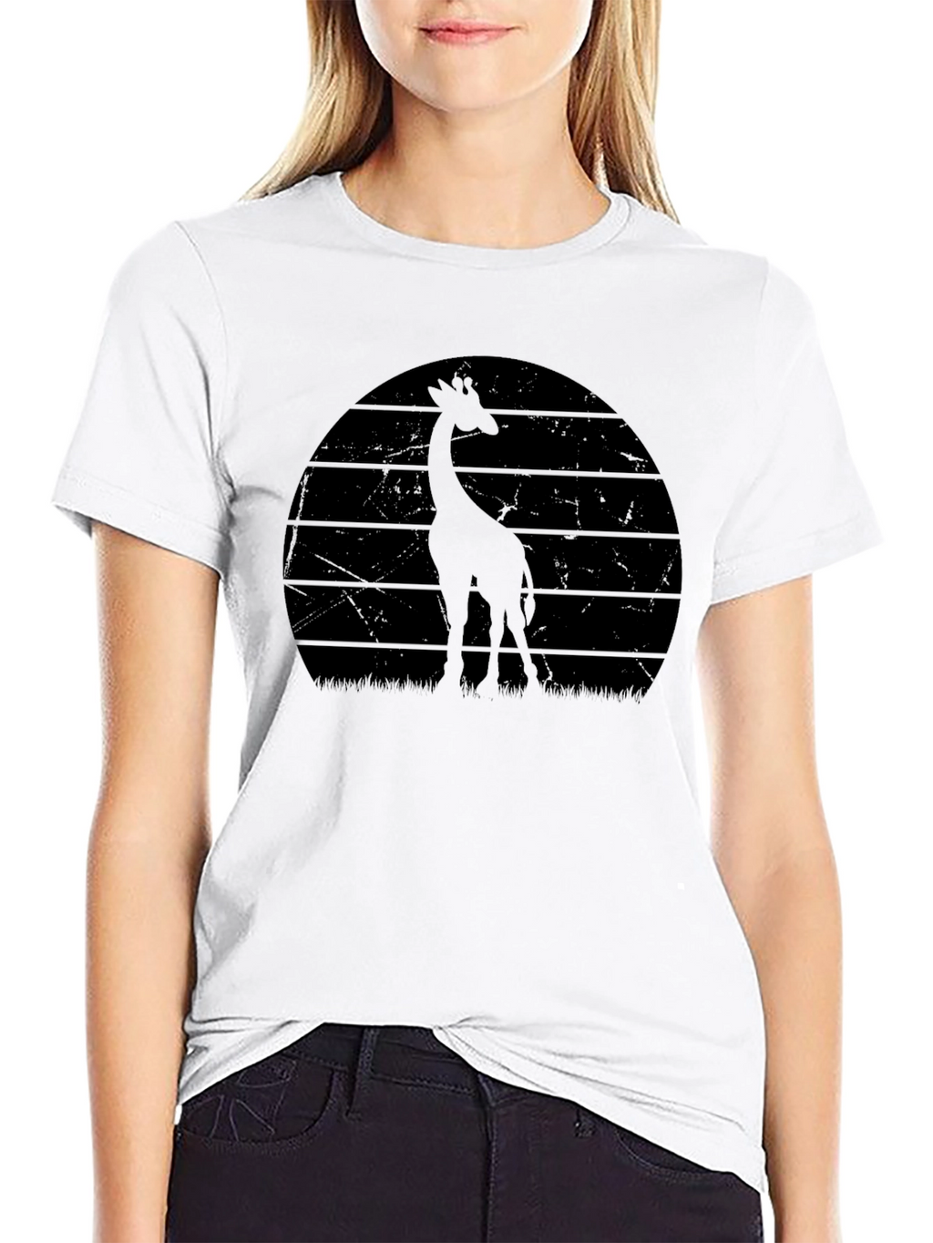 Giraffe Sunset Graphic Tee - Cool Animal Shirt