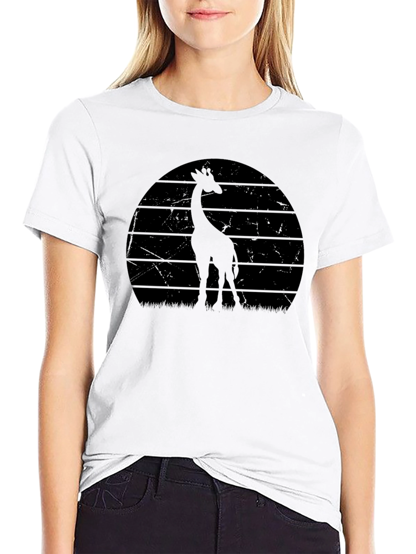 Giraffe Sunset Graphic Tee - Cool Animal Shirt