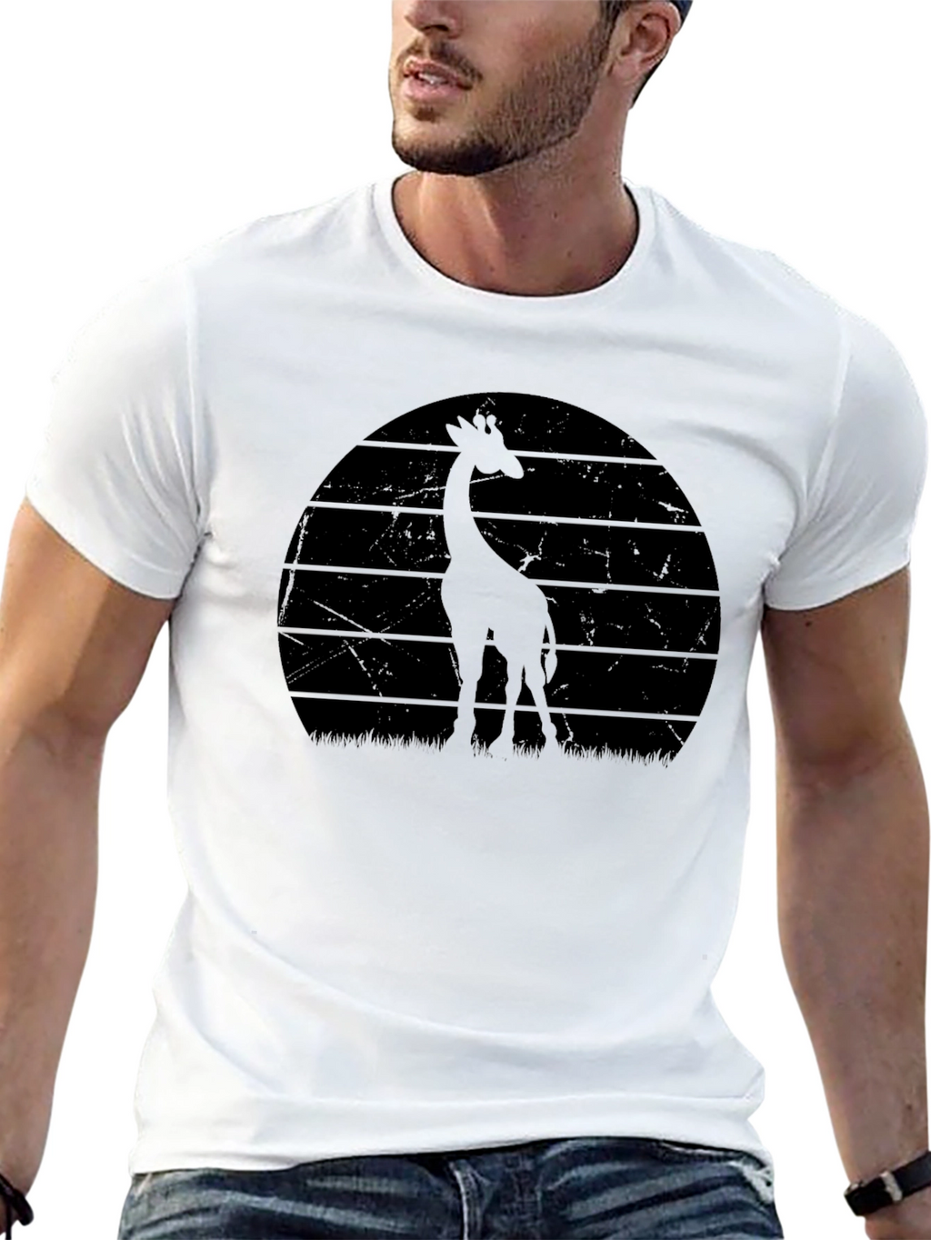 Giraffe Sunset Graphic Tee - Cool Animal Shirt