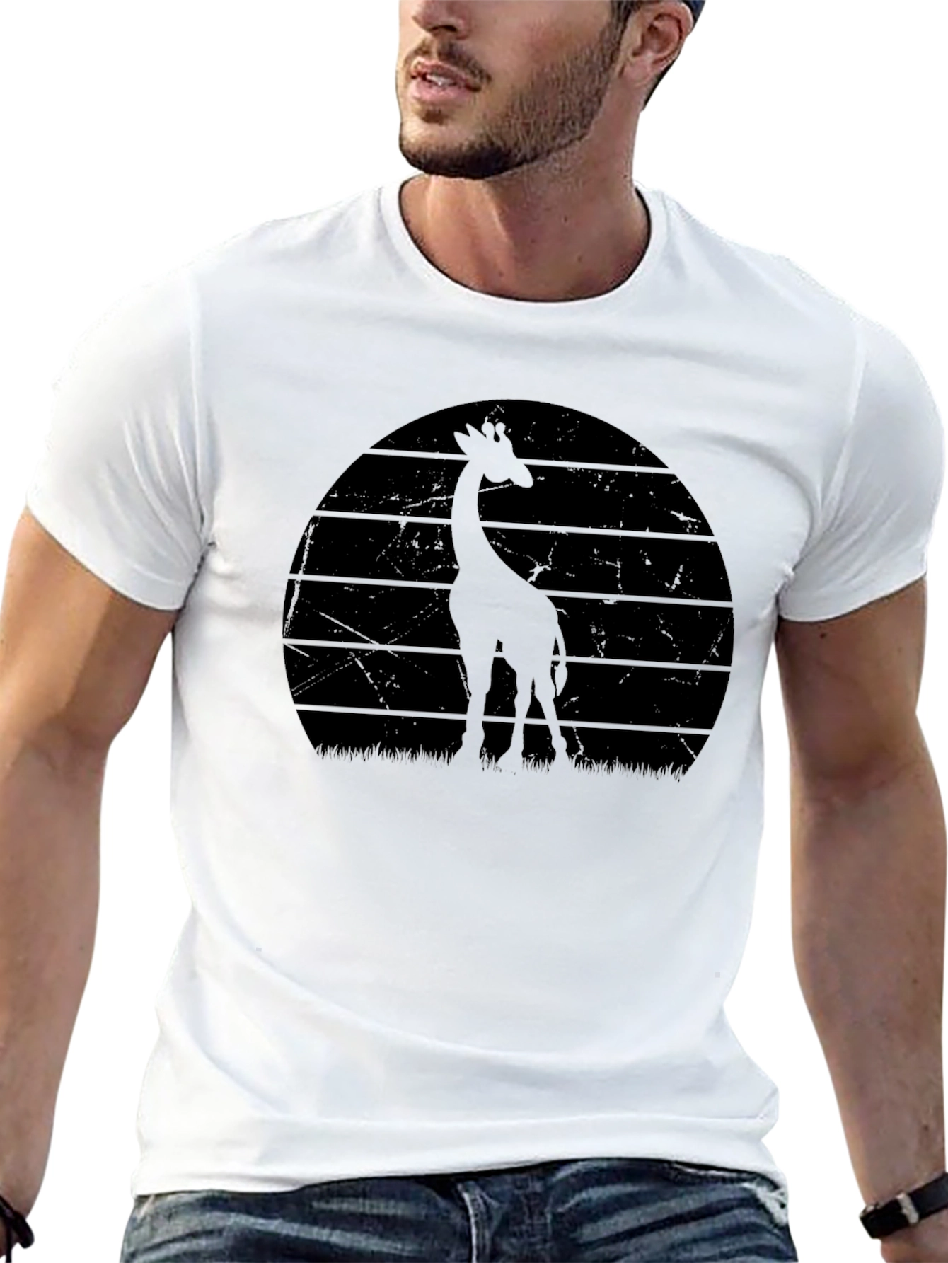 Giraffe Sunset Graphic Tee - Cool Animal Shirt