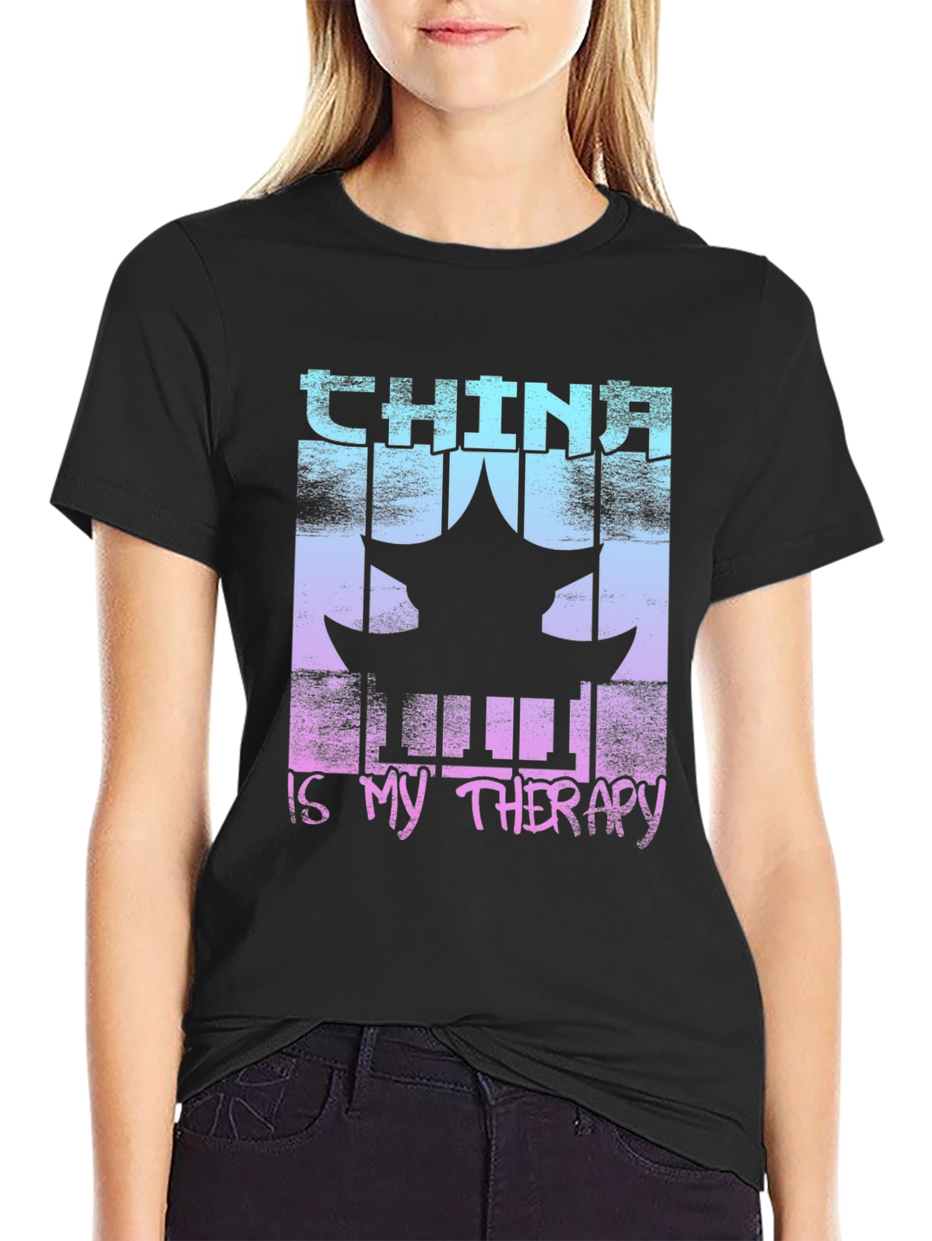 China Therapy T-Shirt Asian Pagoda Graphic Tee