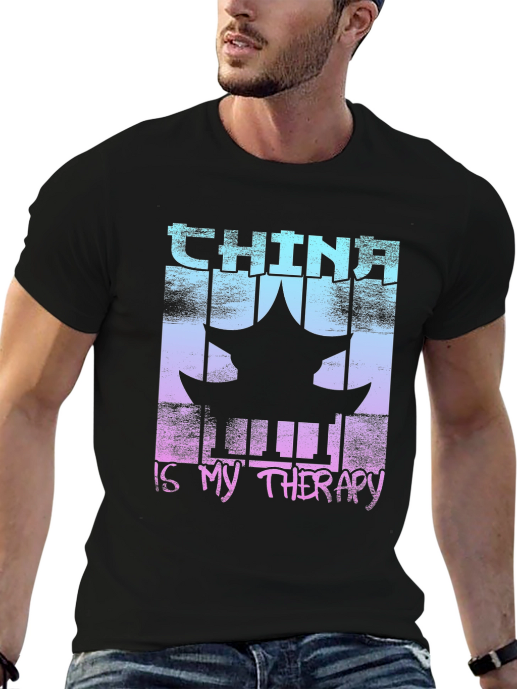 China Therapy T-Shirt Asian Pagoda Graphic Tee