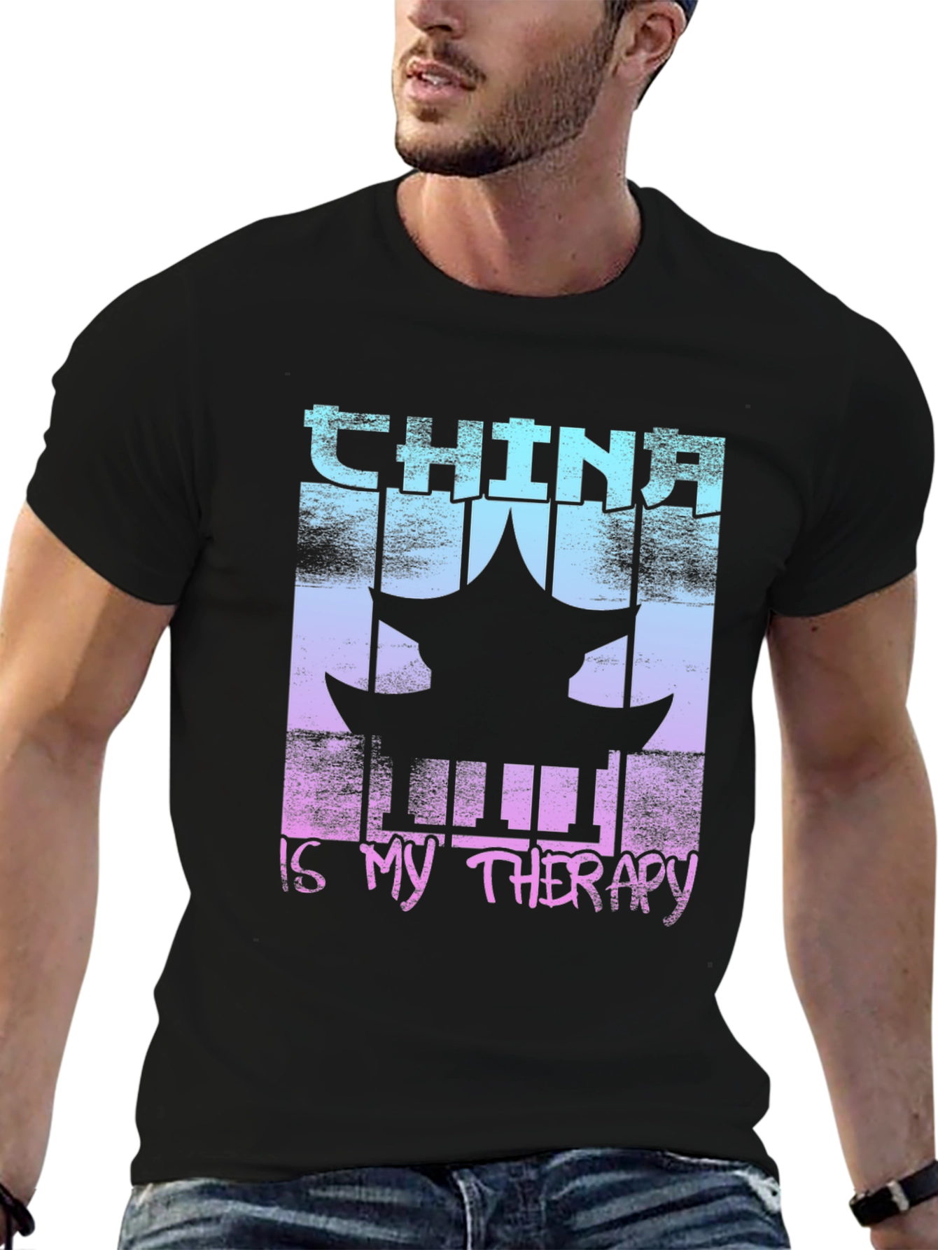 China Therapy T-Shirt Asian Pagoda Graphic Tee