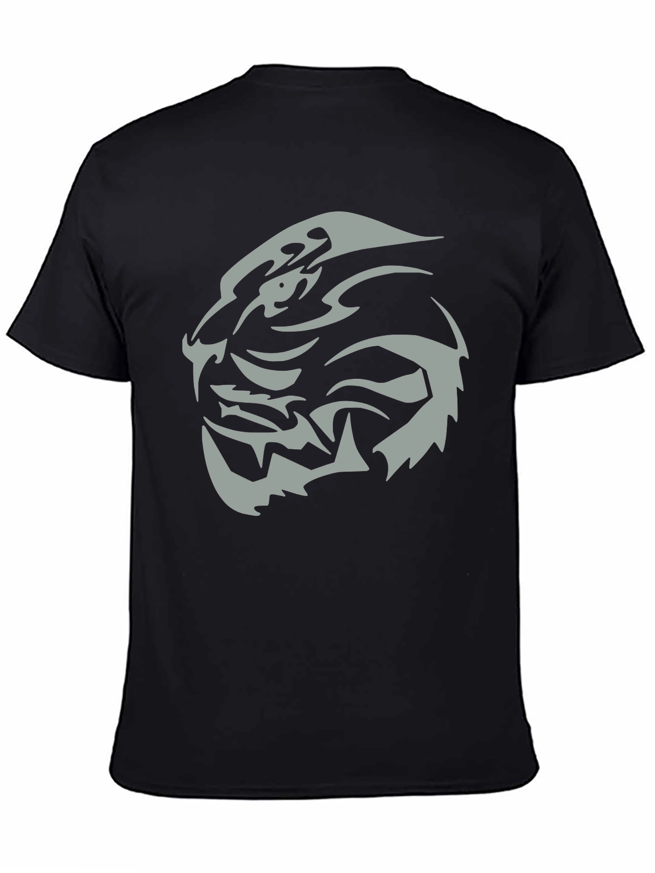 Mens Black T-Shirt with Tribal Tiger Graphic Tee