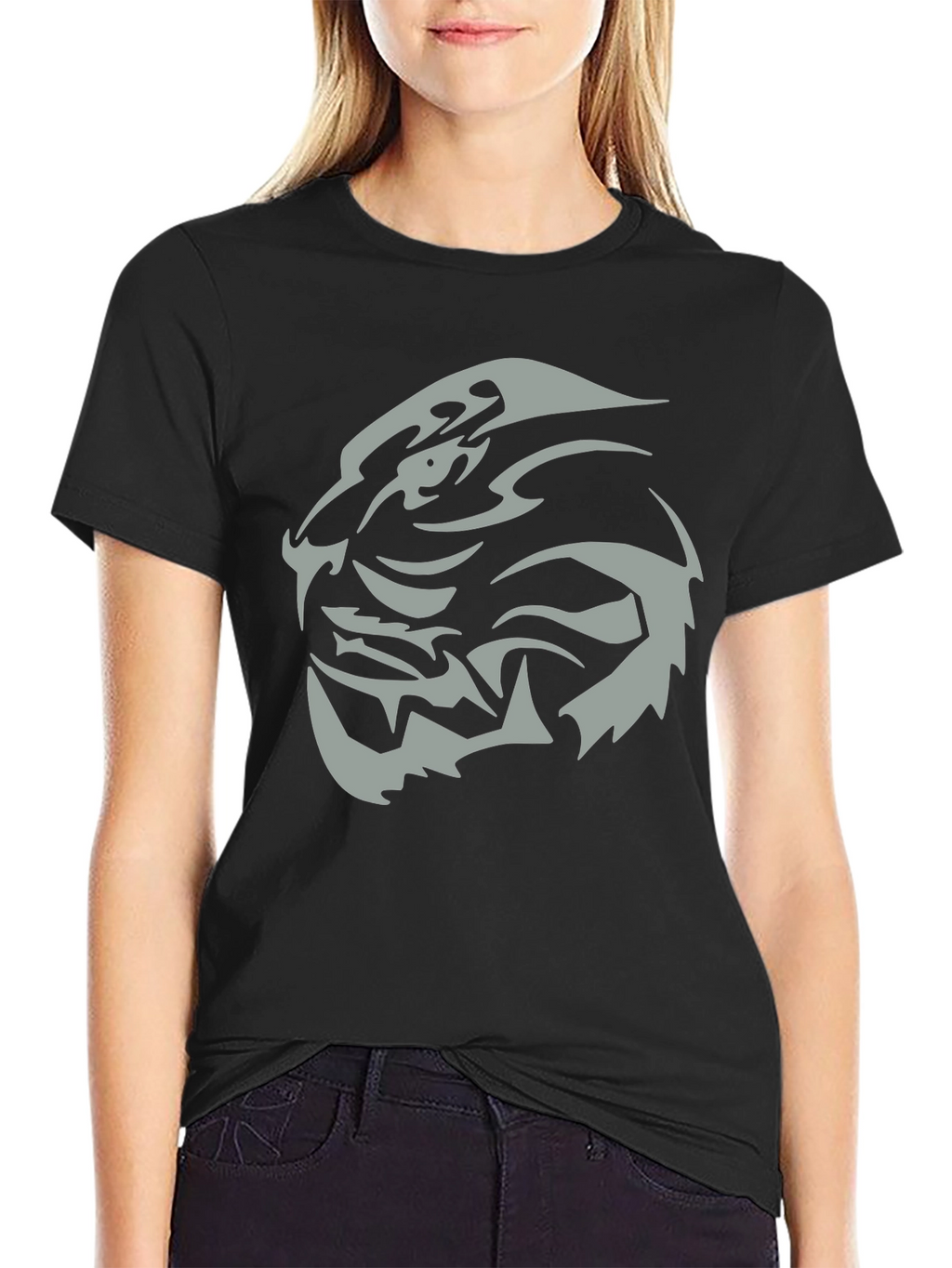 Mens Black T-Shirt with Tribal Tiger Graphic Tee