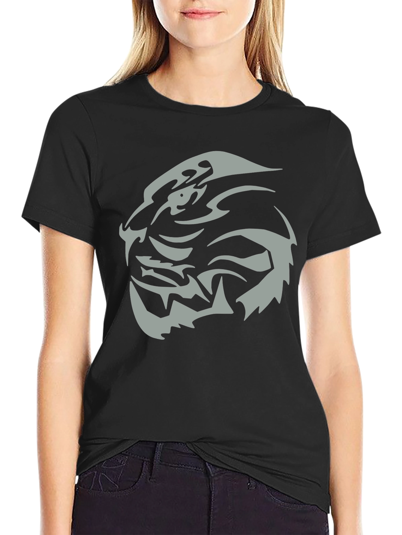 Mens Black T-Shirt with Tribal Tiger Graphic Tee