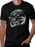 Mens Black T-Shirt with Tribal Tiger Graphic Tee