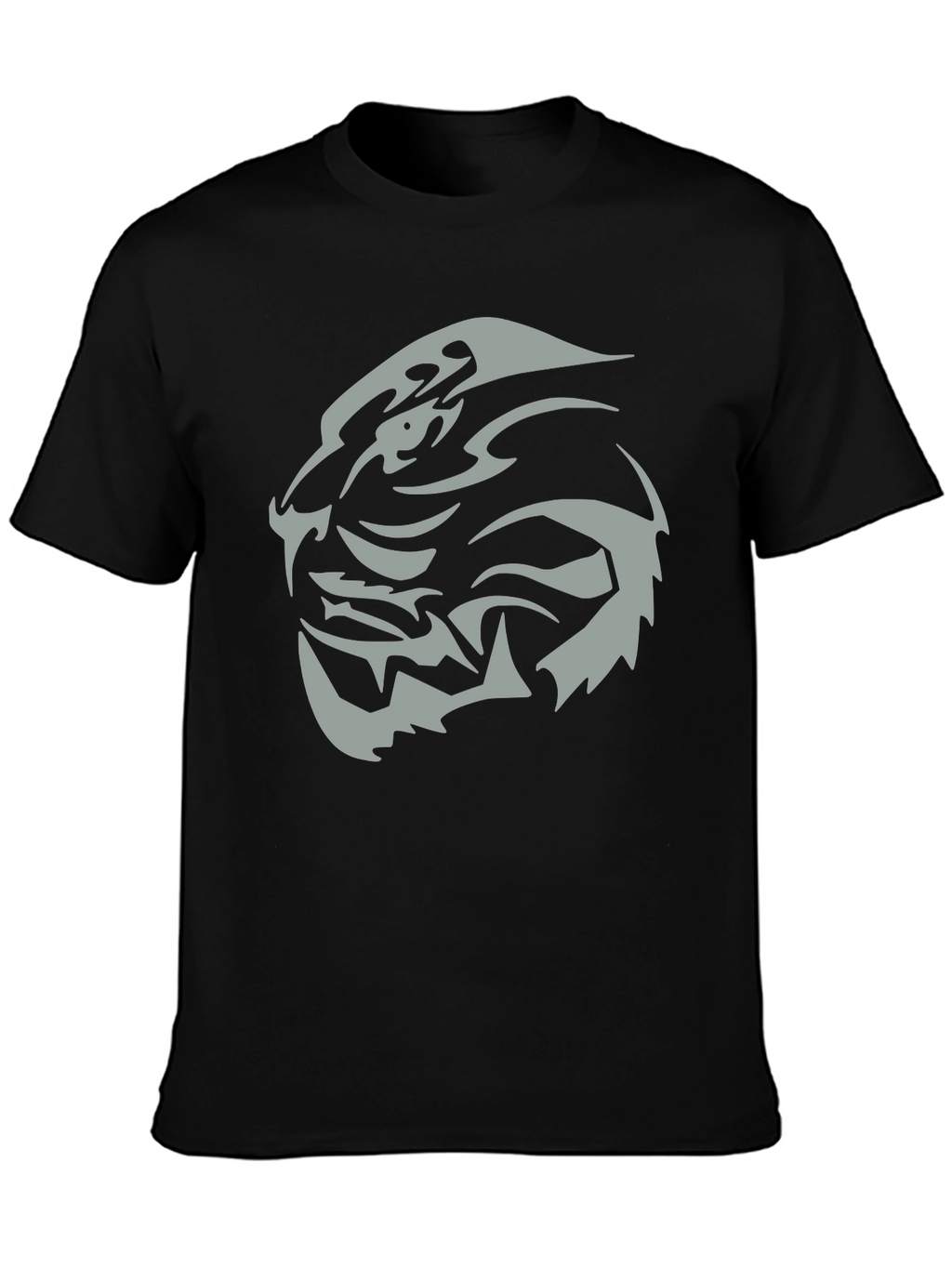 Mens Black T-Shirt with Tribal Tiger Graphic Tee