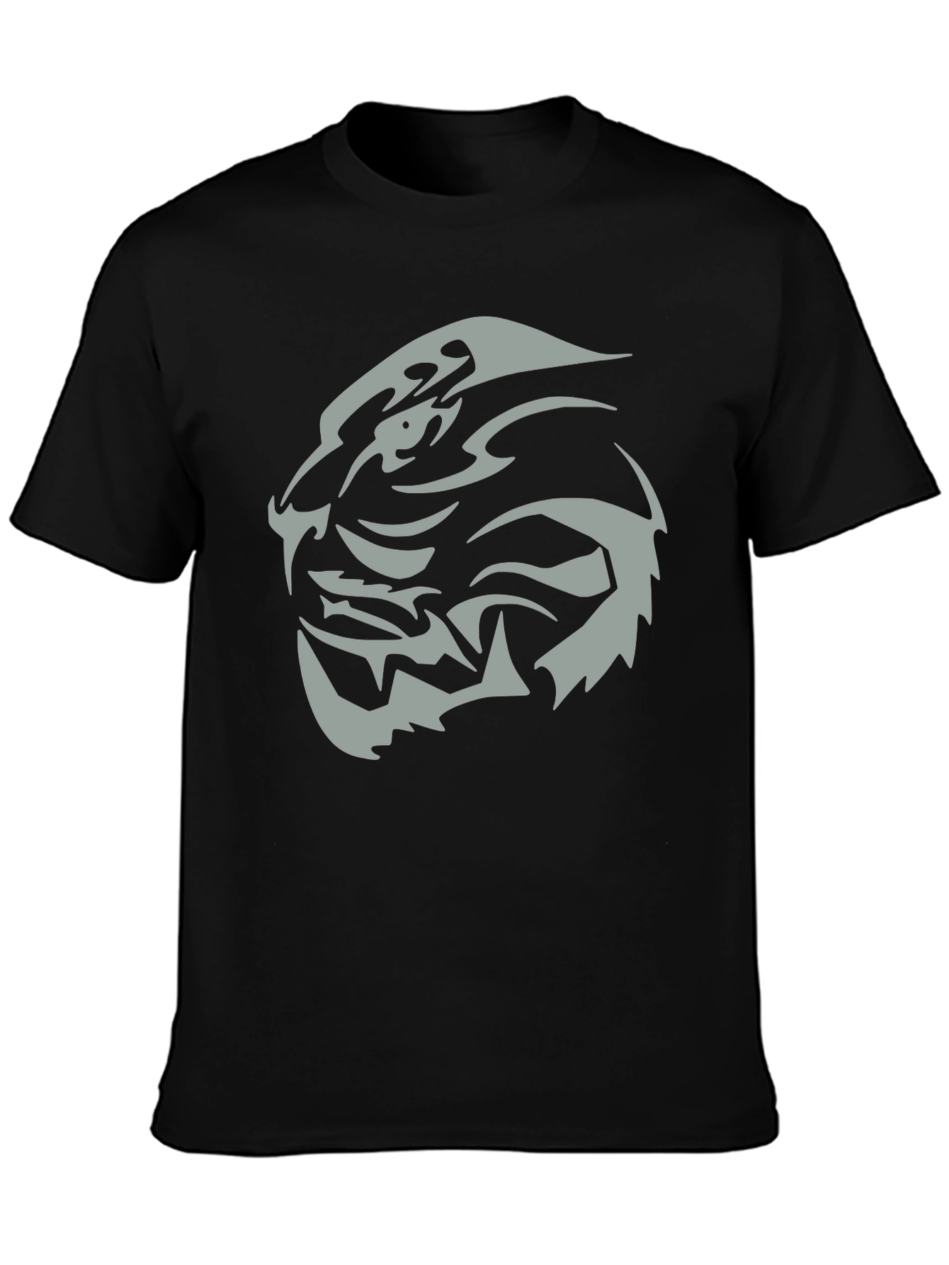Mens Black T-Shirt with Tribal Tiger Graphic Tee