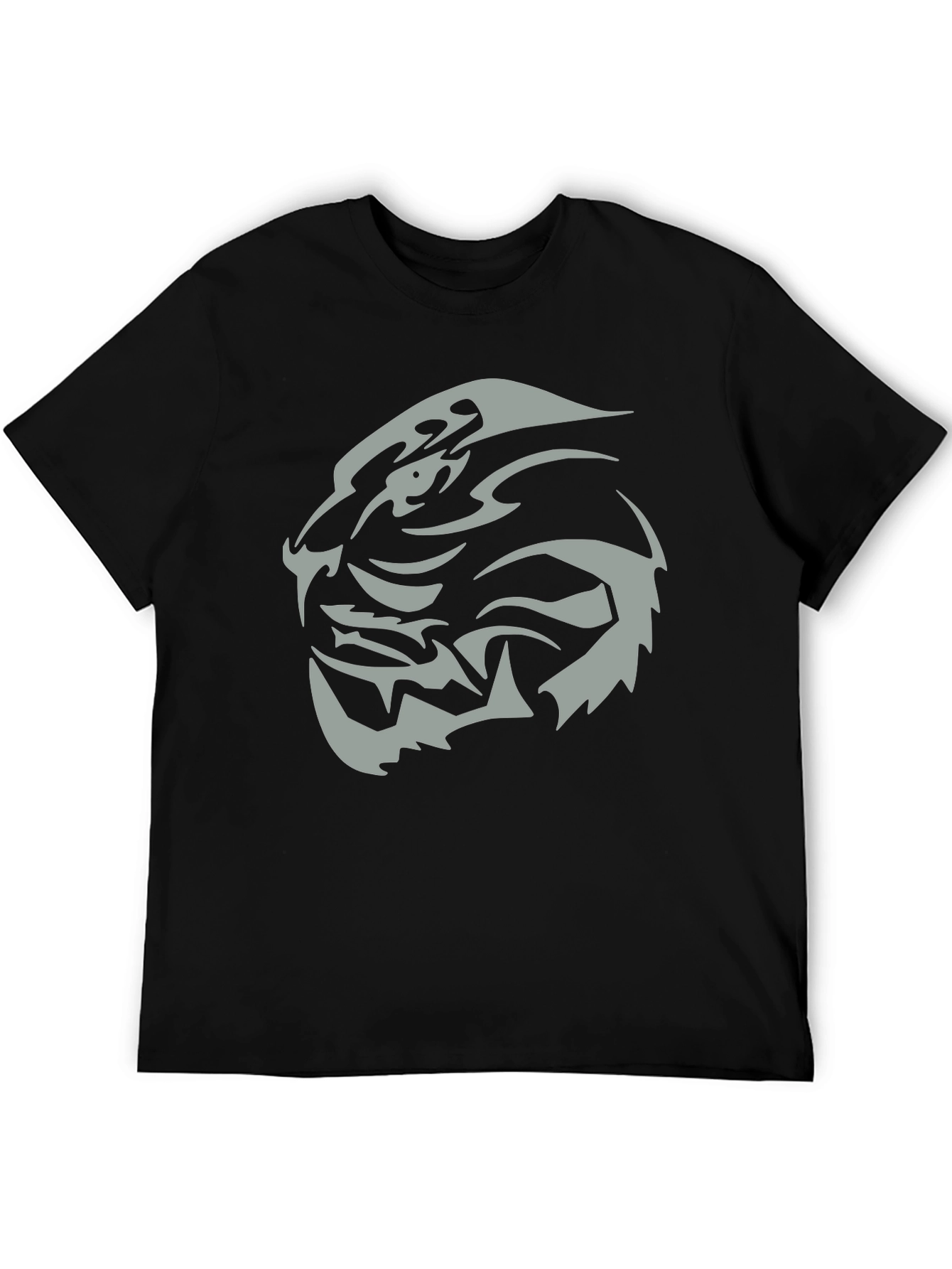 Mens Black T-Shirt with Tribal Tiger Graphic Tee