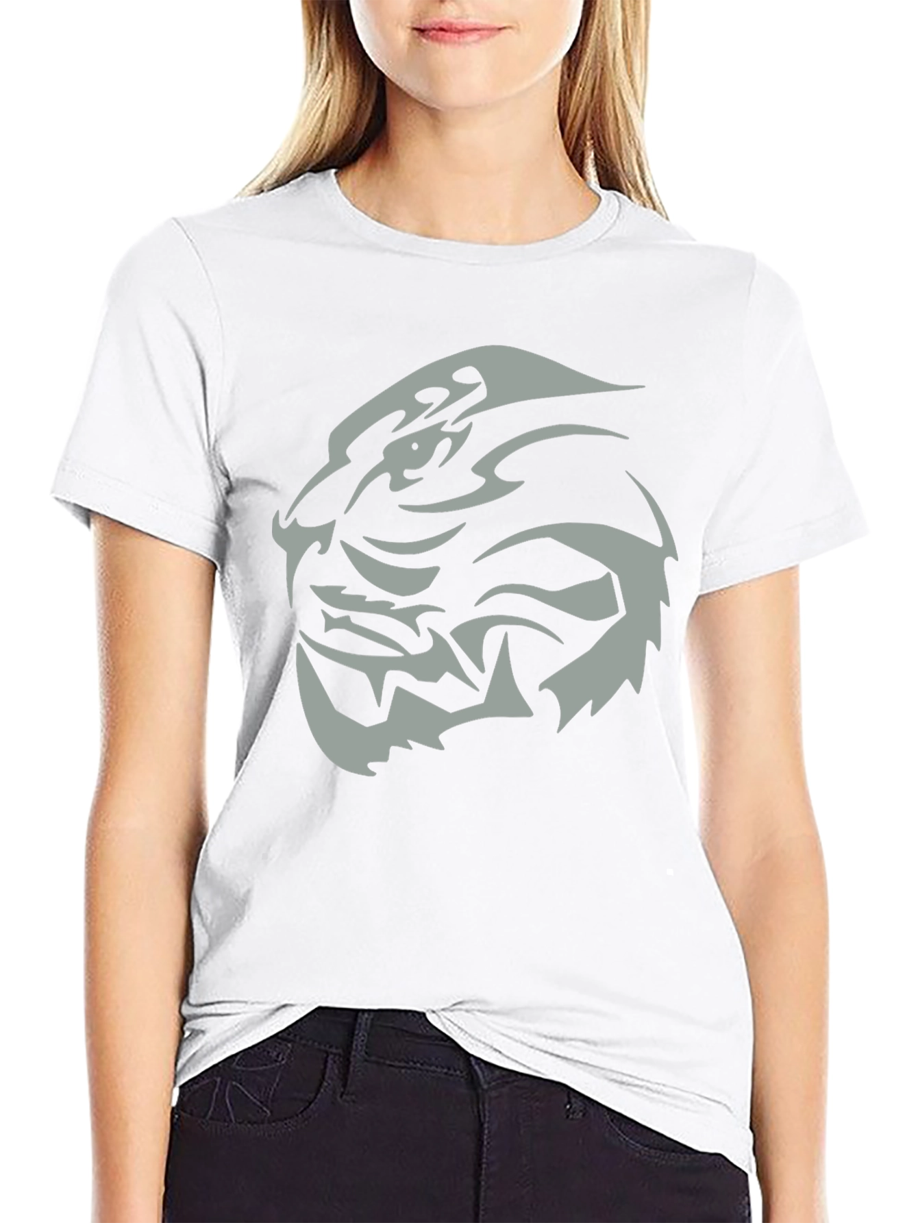 Mens Black T-Shirt with Tribal Tiger Graphic Tee