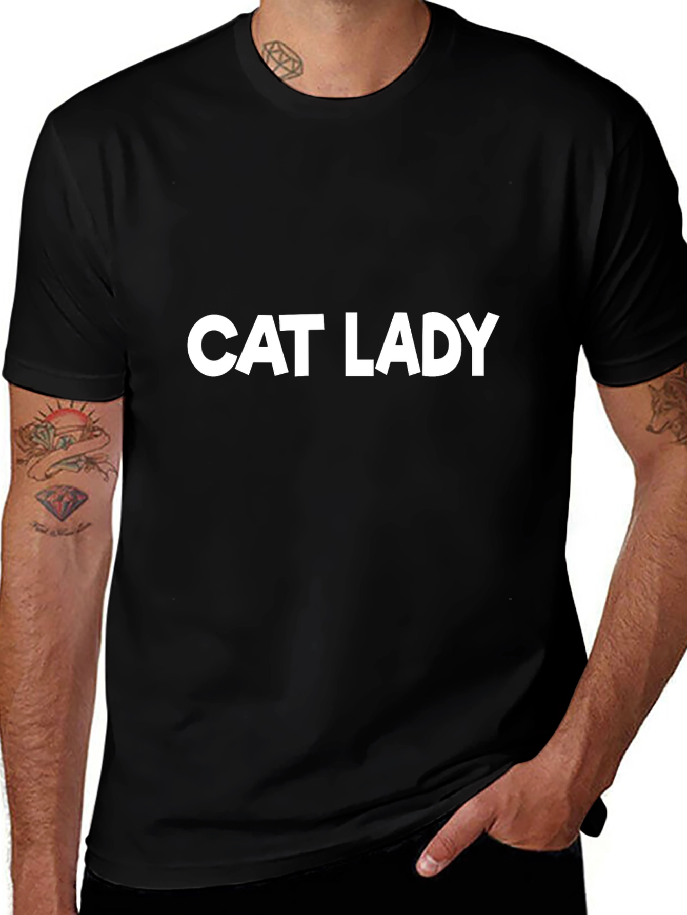 Cat Lady Graphic Tee - Black Cotton T-Shirt