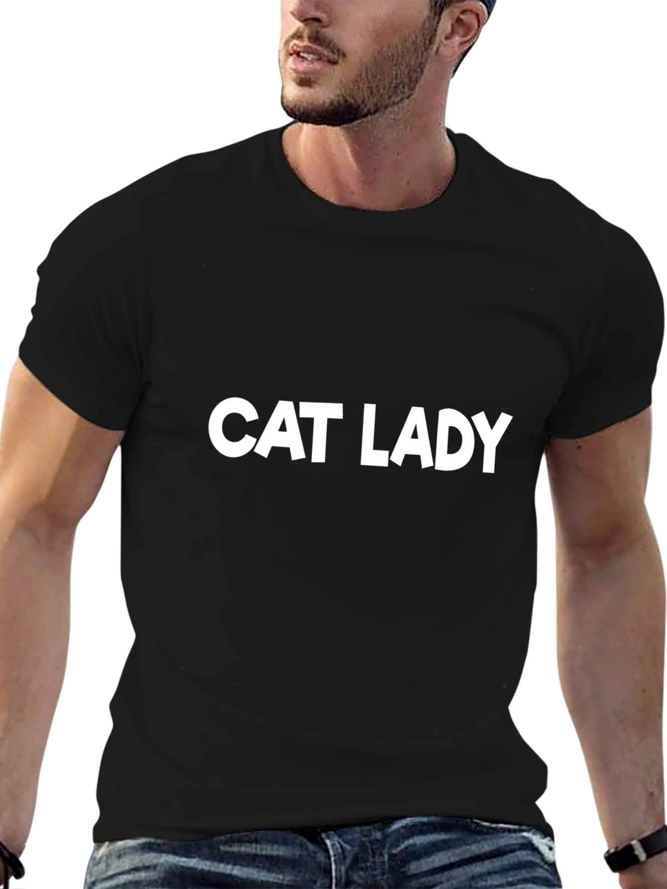 Cat Lady Graphic Tee - Black Cotton T-Shirt