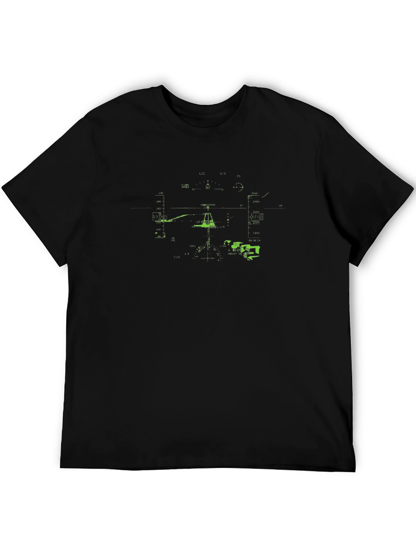 Black Graphic Tee - Neon Green Cockpit