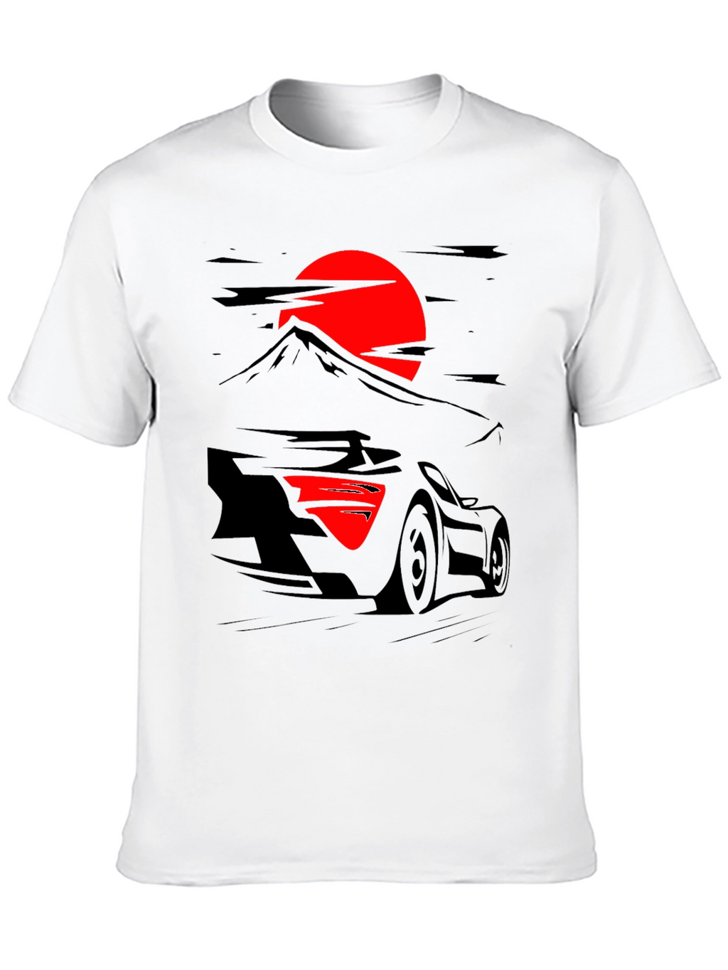 Sunset Racer Graphic Tee - Black Cotton Shirt