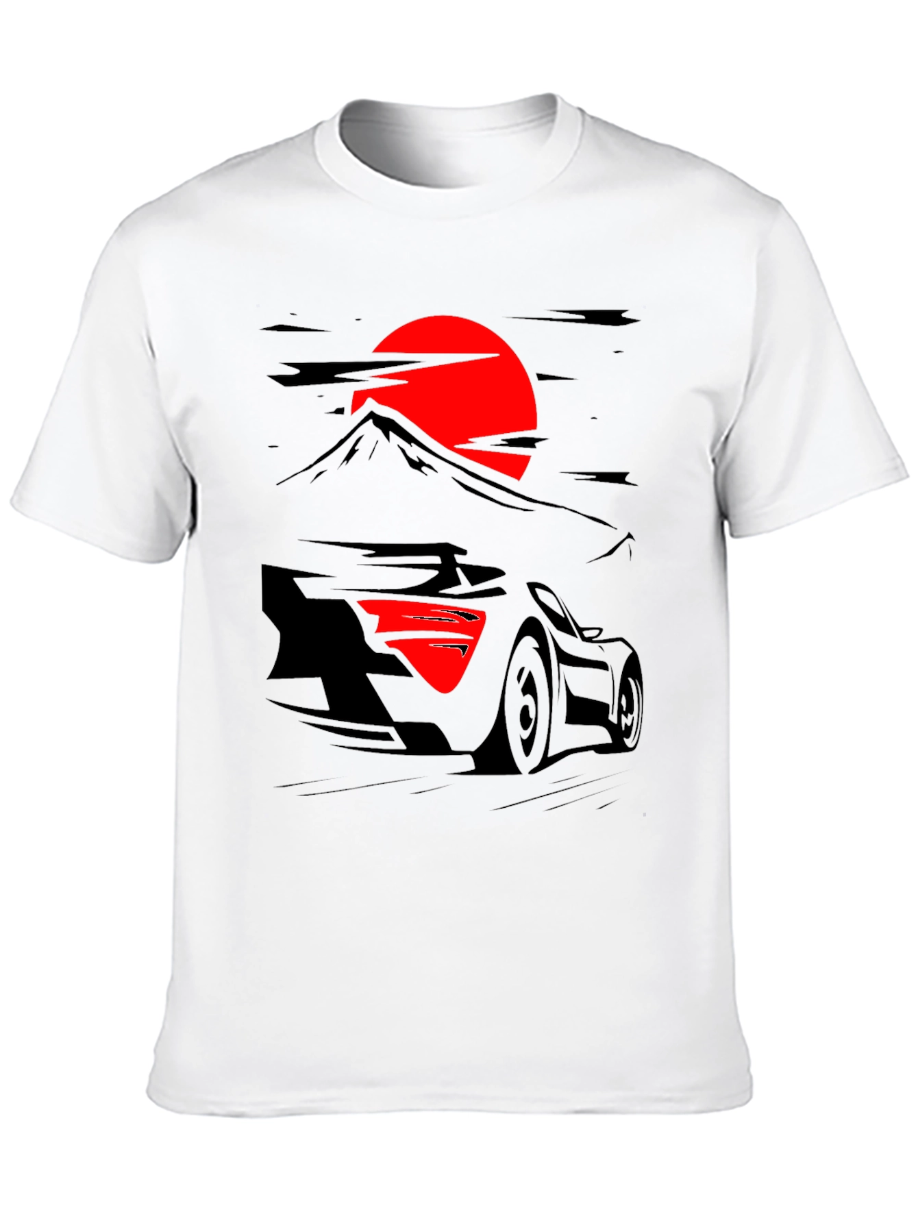 Sunset Racer Graphic Tee - Black Cotton Shirt
