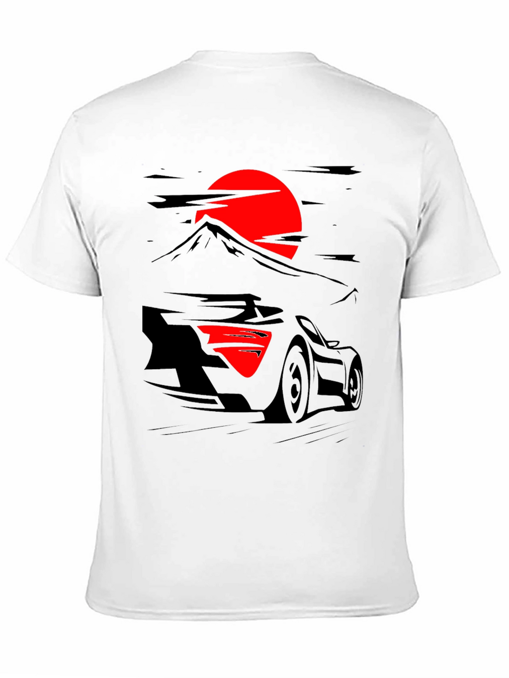 Sunset Racer Graphic Tee - Black Cotton Shirt