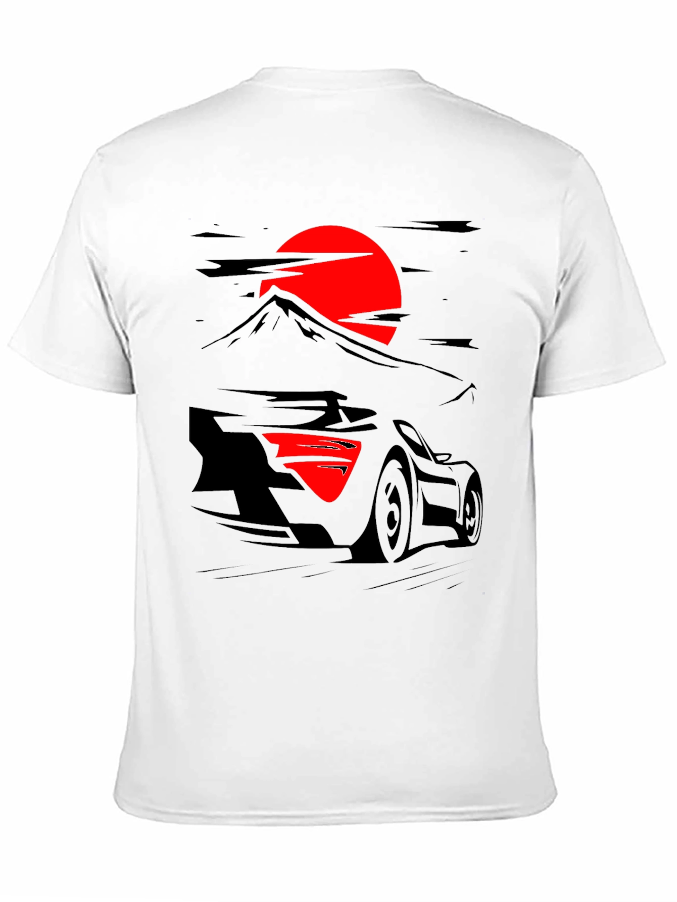 Sunset Racer Graphic Tee - Black Cotton Shirt