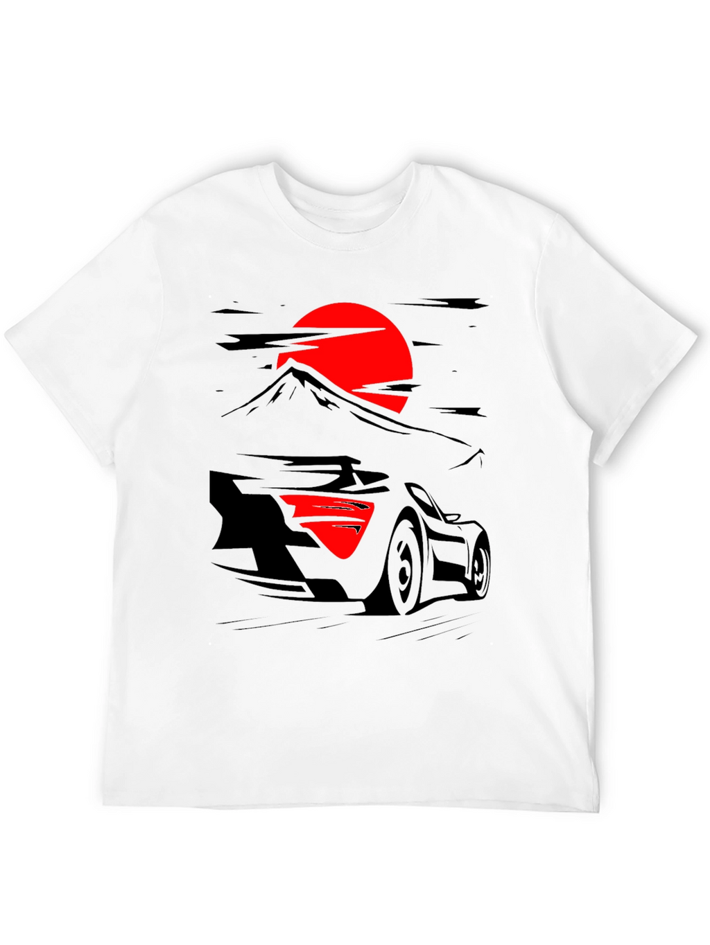 Sunset Racer Graphic Tee - Black Cotton Shirt