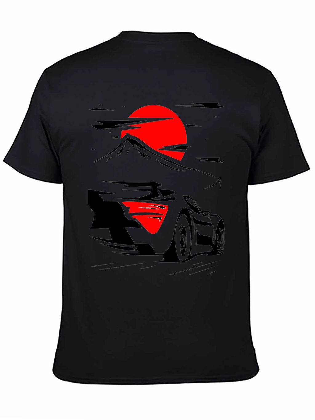 Sunset Racer Graphic Tee - Black Cotton Shirt