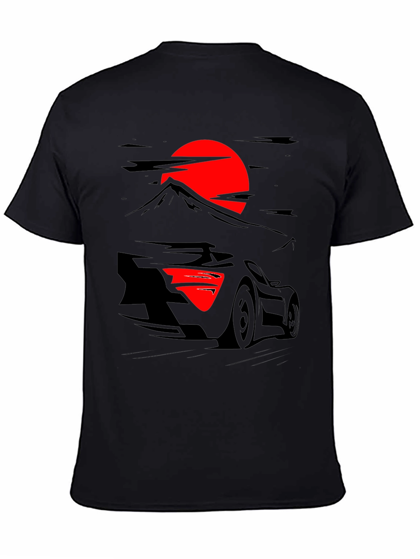 Sunset Racer Graphic Tee - Black Cotton Shirt